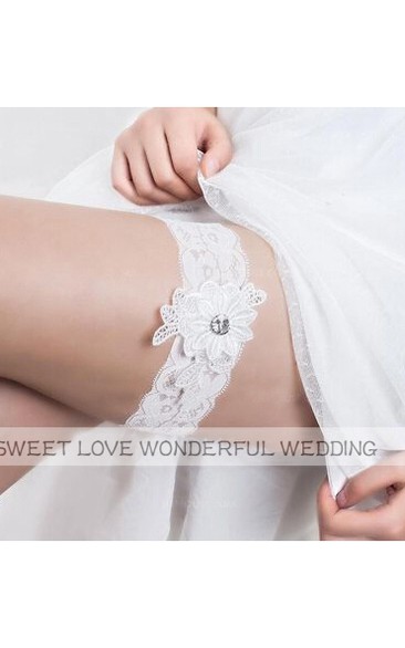 Western Style Fresh Flowers Applique Stretch Bride Lace Garter Within 16-23inch
