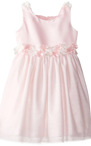 Sleeveless A-line Pleated Dress With Appliques