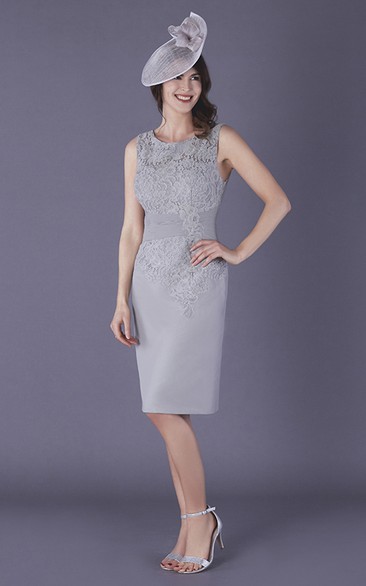Chiffon and Lace Bateau Sleeveless Knee-length Mother of The Bride Dress