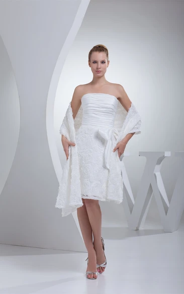 Sleeveless Appliqued Knee-Length Wrap and Dress With Ruching