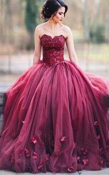 Ball Gown Lace Tulle Sweetheart Sleeveless Zipper Dress