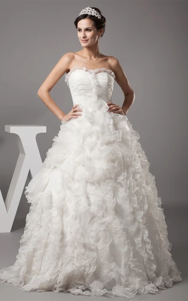 Sweetheart A-Line Ruffled Ball-Gown With Ruching