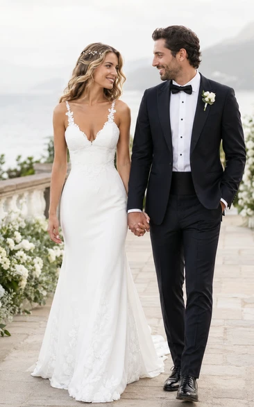 Bohemian Beach Sexy Spaghetti Straps Backless Lace Mermaid Wedding Dress