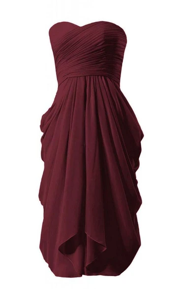 Strapless Chiffon Dress With Ruched Bodice