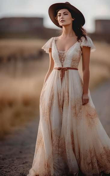 Country Western Ombre Wedding Dress Fall Champagne Formal Evening Attire Dorris Wedding