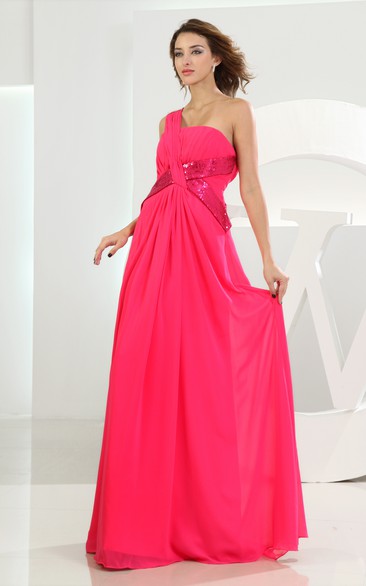 Cute Chiffon Maxi Dress With Ruching and Sequins