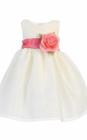 Tea-Length Tiered Organza Flower Girl Dress