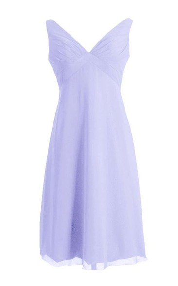 Pure V-neck Empire Chiffon Short Dress