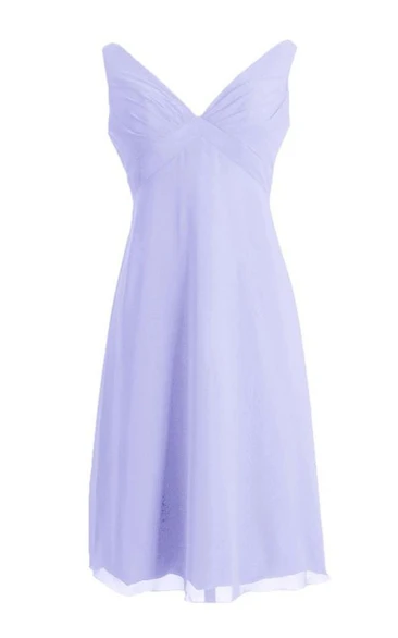 Pure V-neck Empire Chiffon Short Dress