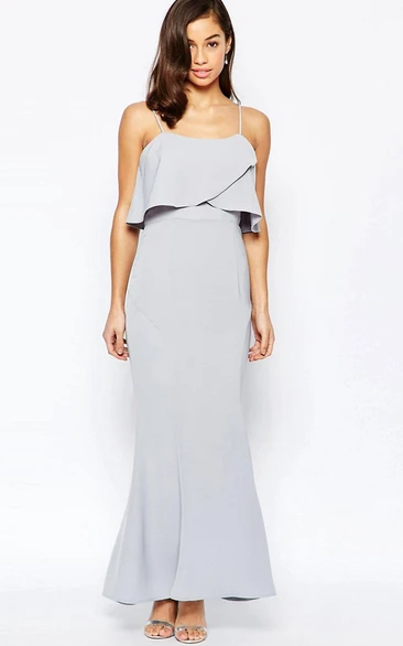 Sheath Ankle-Length Sleeveless Spaghetti Chiffon Bridesmaid Dress