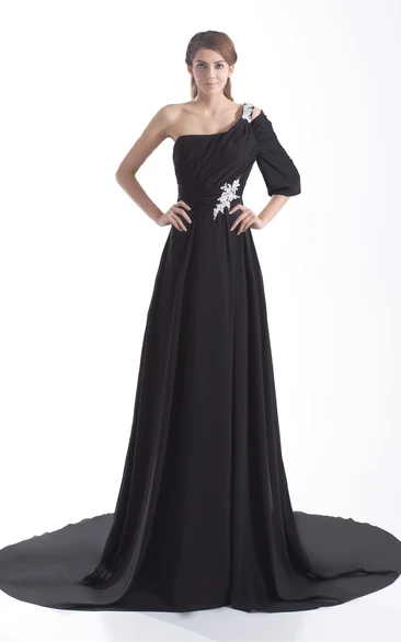 Flattering One Shoulder Pleated a Line Half Length Special Occasion Dresses