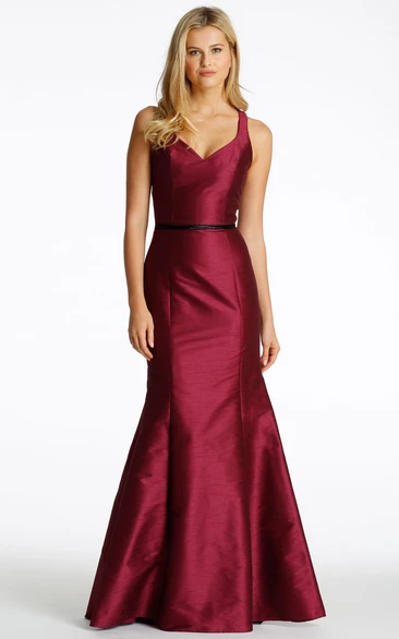 Mermaid Jeweled Strapped Satin Bridesmaid Dress