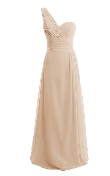 Pure One-shoulder Sweetheart A-line Gown With Ruched Band