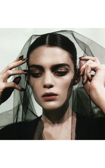 Black Veil Retro Simple Hard Yarn Bridal Wedding Veil New Style Long Tail