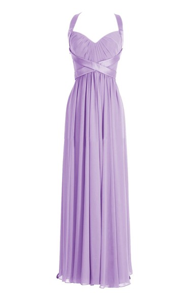 Halter Criss-cross A-line Dress With Keyhole Back