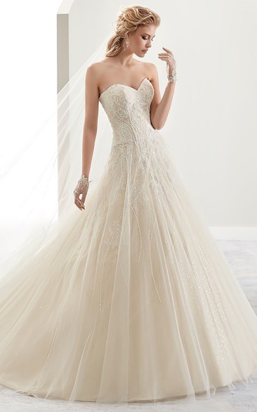 Exquisite Sweetheart A-Line Bridal Gown With Low Back And Fine Embroidery