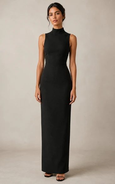 High Neck Sleeveless Sheath Evening Gown