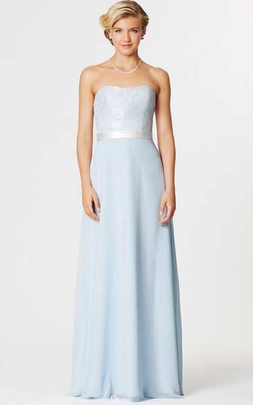 Sweetheart Sleeveless Ribboned Lace Bridesmaid Dress