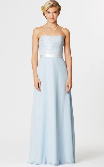 Sweetheart Sleeveless Ribboned Lace Bridesmaid Dress