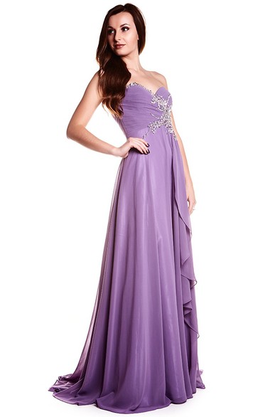Sleeveless Beaded Sweetheart Chiffon Prom Dress