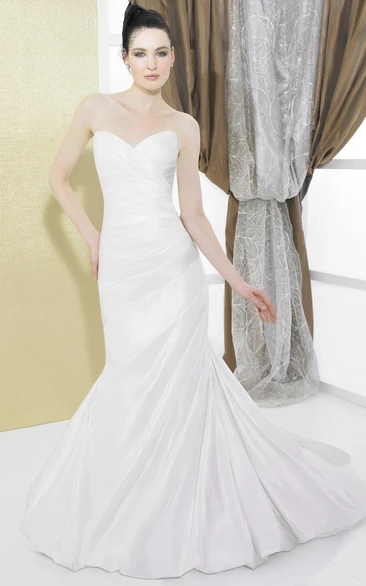 Mermaid Sweetheart Taffeta Wedding Dress With Ruching And Lace Up