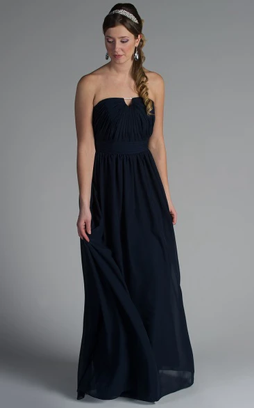 Beaded Neck A-Line Chiffon Long Bridesmaid Dress