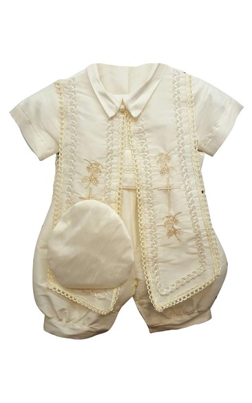 Lovely Christening Suits For Boy With Picot Lace