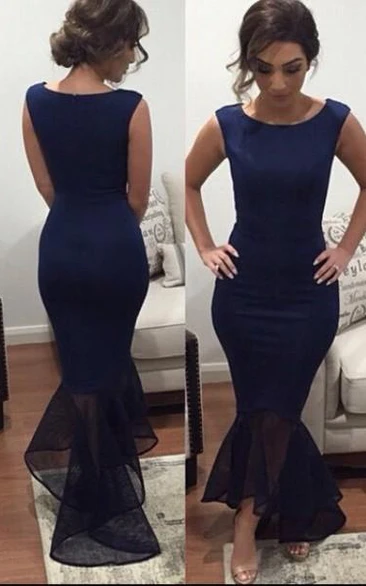 Newest Jewel Mermaid Ruffles Prom Dress Sleeveless