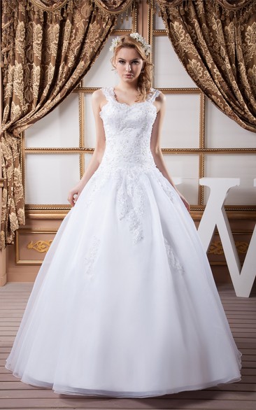 Strapped A-Line Crystal Detailing and Gown With Appliques