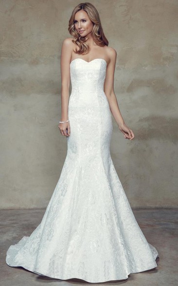Sheath Maxi Sweetheart Lace Wedding Dress With Corset Back