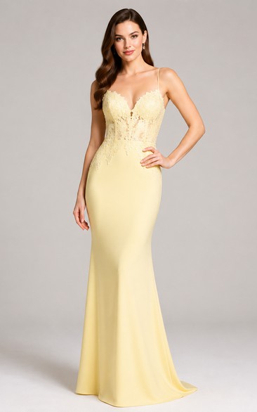 Daffodil Strapless Mermaid Formal Dress with Applique Corset Bodice