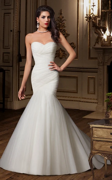 Sweetheart Criss-cross Ruching Mermaid Princess Wedding Dress With Lace-up Back