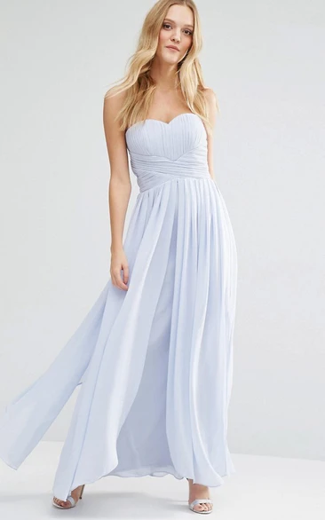 Sheath Sweetheart Pleated Chiffon Bridesmaid Dress With Ruching And Zipper