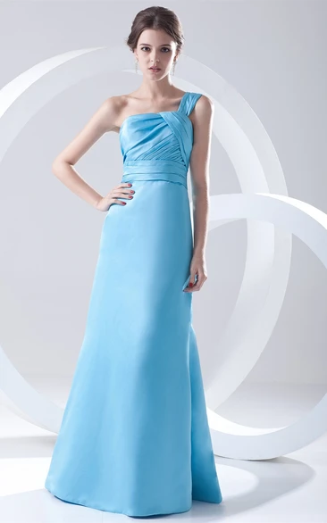 Maxi Pleated Sleeveless Satin a Line Bridesmaid Dresses