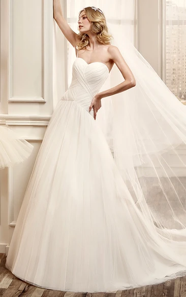 Sweetheart Long Wedding Dress with Bandage Pleats and Ruching Skirts 