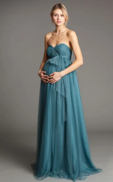 Sweetheart Empire Bowed Sleeveless Tulle Bridesmaid Dress