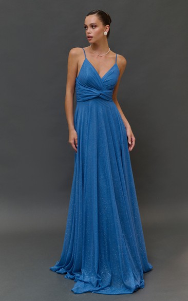 Spaghetti Criss-cross Pleated Sheath Sequin Dress