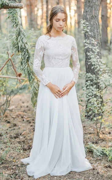 Simple V-neck A Line Wedding Dress with Appliques and Train - Dorris ...