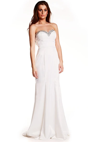 Sweetheart Sleeveless Beaded Chiffon Prom Dress With Brush Train