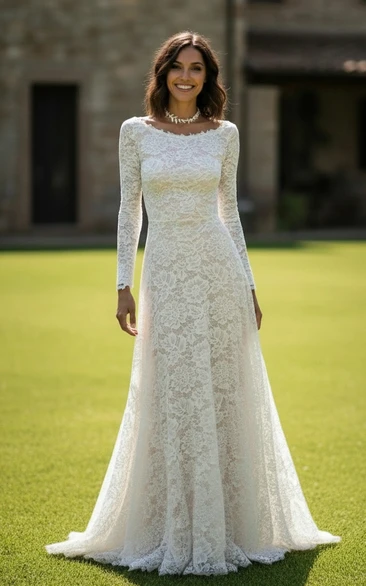 Minimalist Boho Lace Bridal Gown