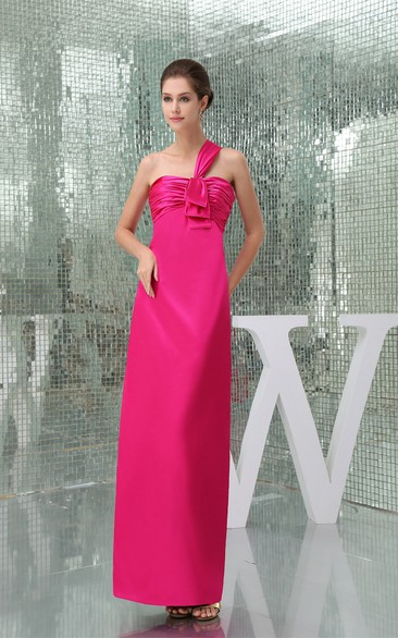 Single-Strap Ankle-Length Satin Dress With Ruching
