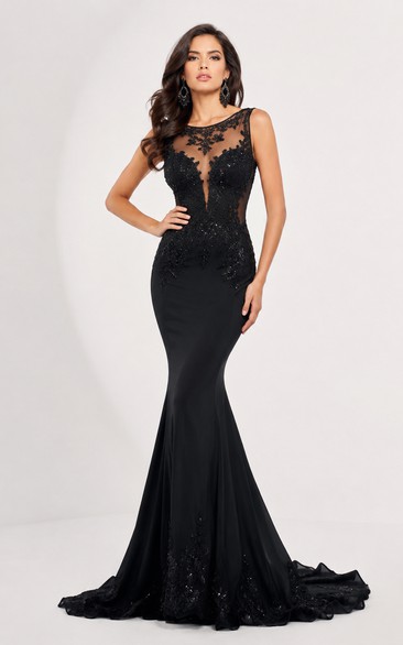 Black Jewel Mermaid Prom Gown
