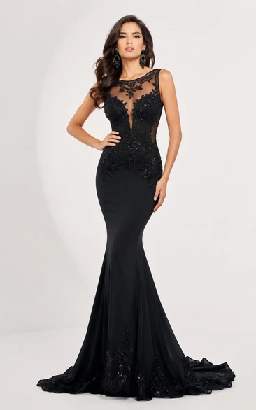 Black Jewel Mermaid Prom Gown