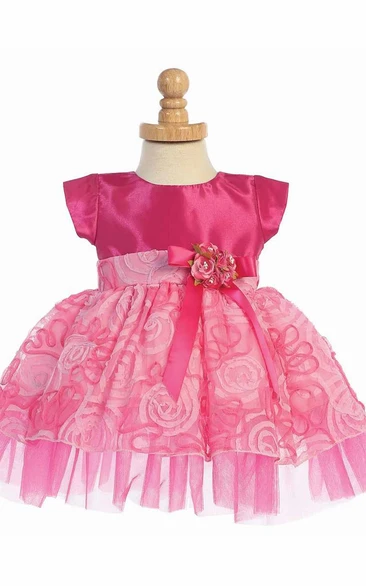 Short Tiered Tulle&Taffeta Flower Girl Dress With Split