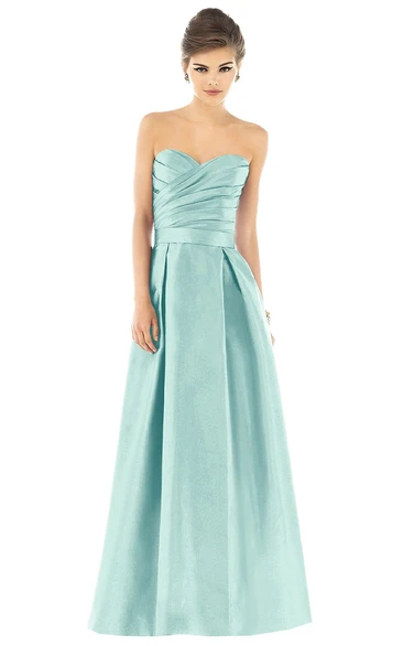 Satin A-Line Gown With Crisscross Ruching
