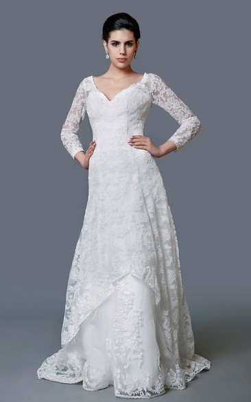 Fabulous V-neck Lace Mermaid Dress With Keyhole