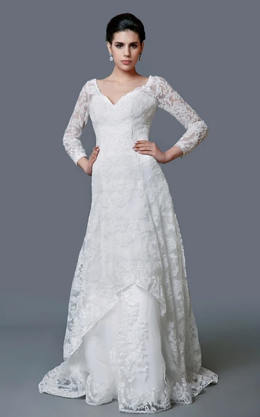 Fabulous V-neck Lace Mermaid Dress With Keyhole