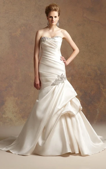 Strapless Trumpet Gown With Ruffles And Jeweled Neckline