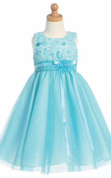 Tiered Embroideried Tulle Flower Girl Dress
