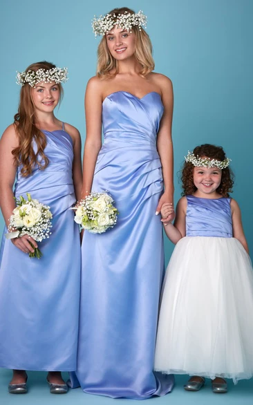Sleeveless Sweetheart Ruched Satin Bridesmaid Dress